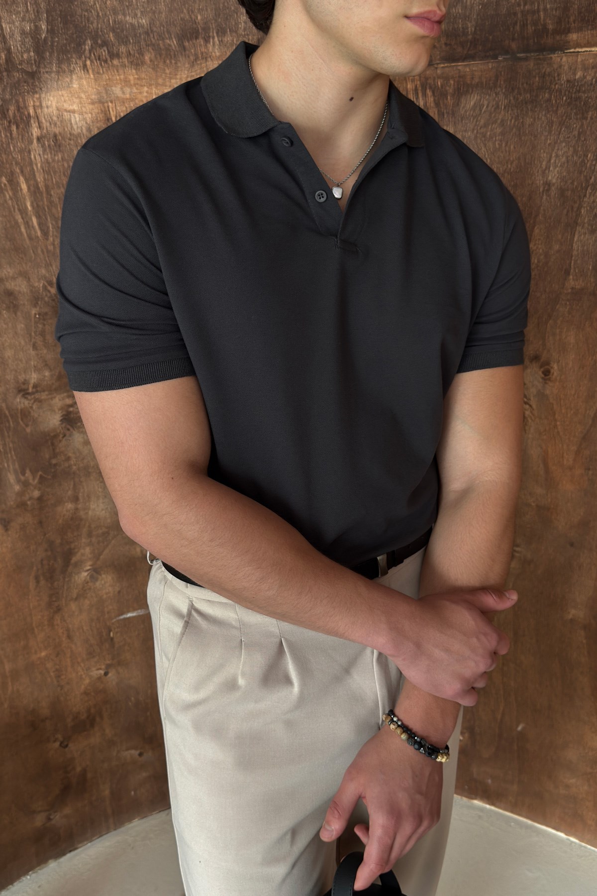 Slim Fit Siyah Polo Yaka T-Shirt